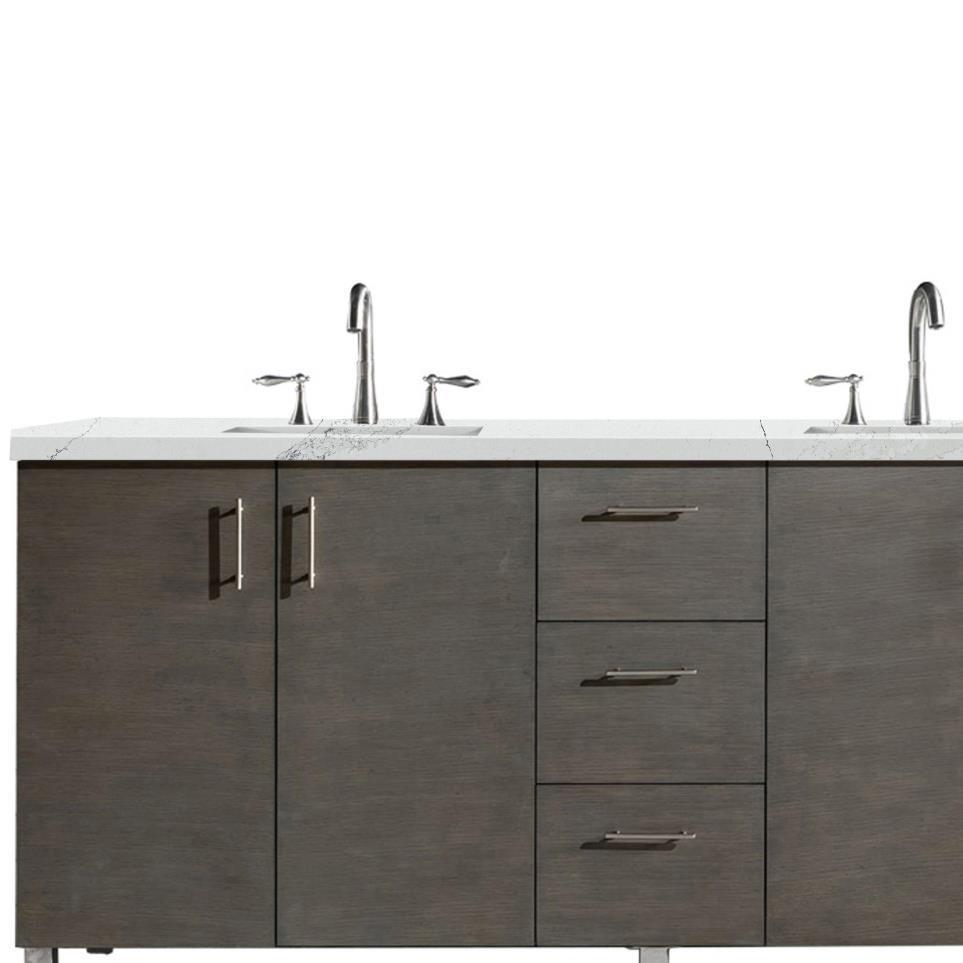 Base with Sink Top Silver Oak Medium Finish Vanities