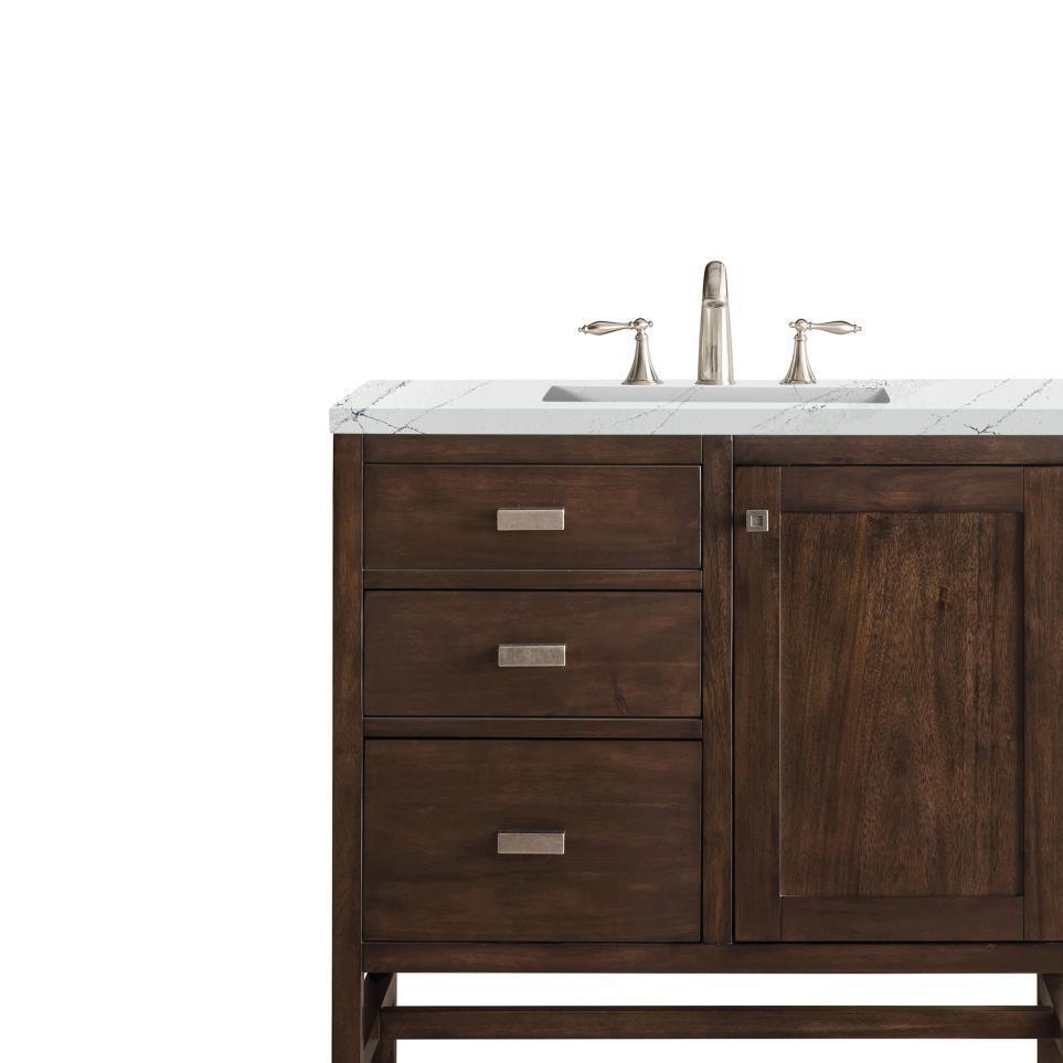 Base with Sink Top Mid Century Acacia Dark Finish Vanities