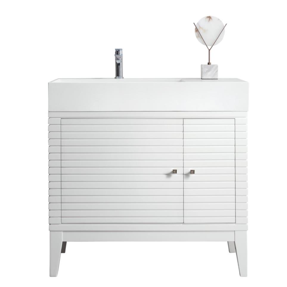 Base with Sink Top Glossy White White Vanities