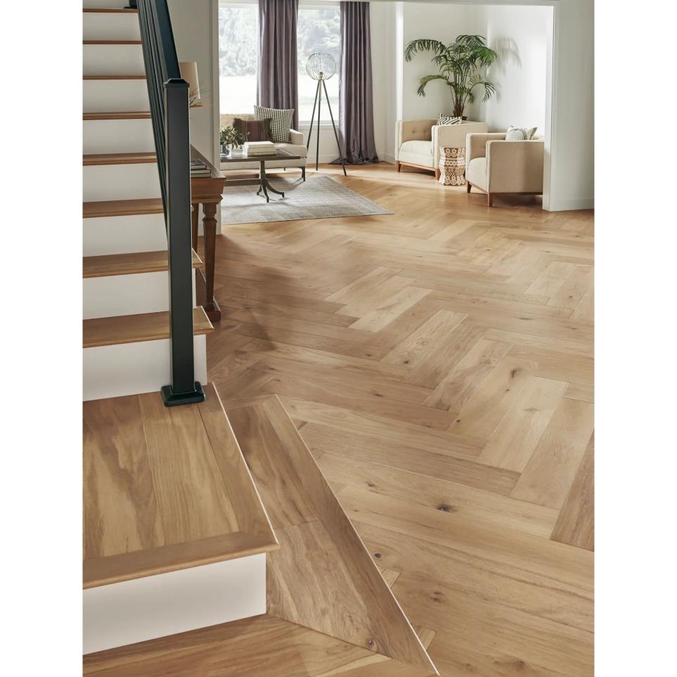 Plank Park City Herringbone Natural Light Finish Hardwood