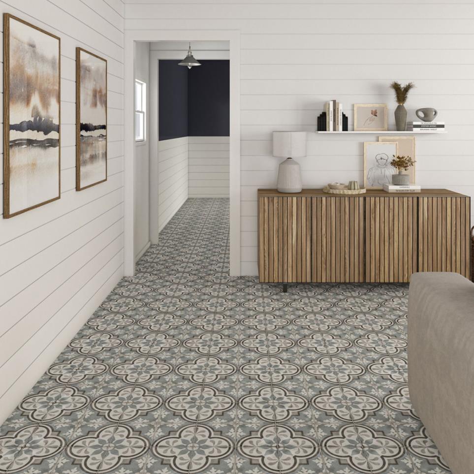 Decoratives and Medallions Cool Grande Fiore Matte Gray Tile
