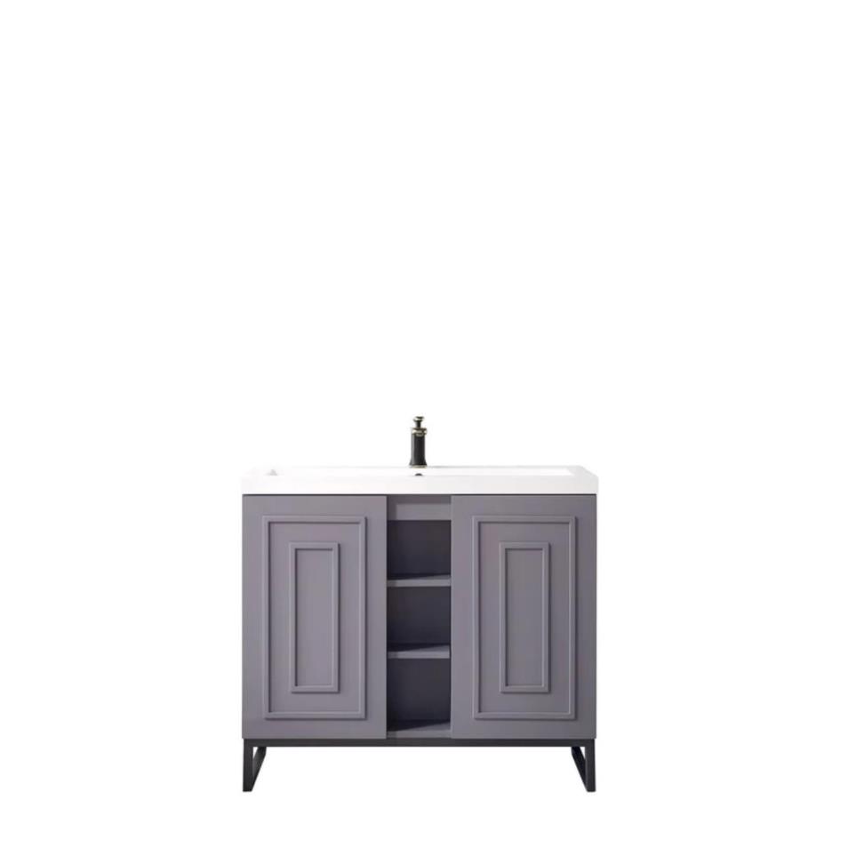 Base with Sink Top Grey Smoke Grey / Black Vanities