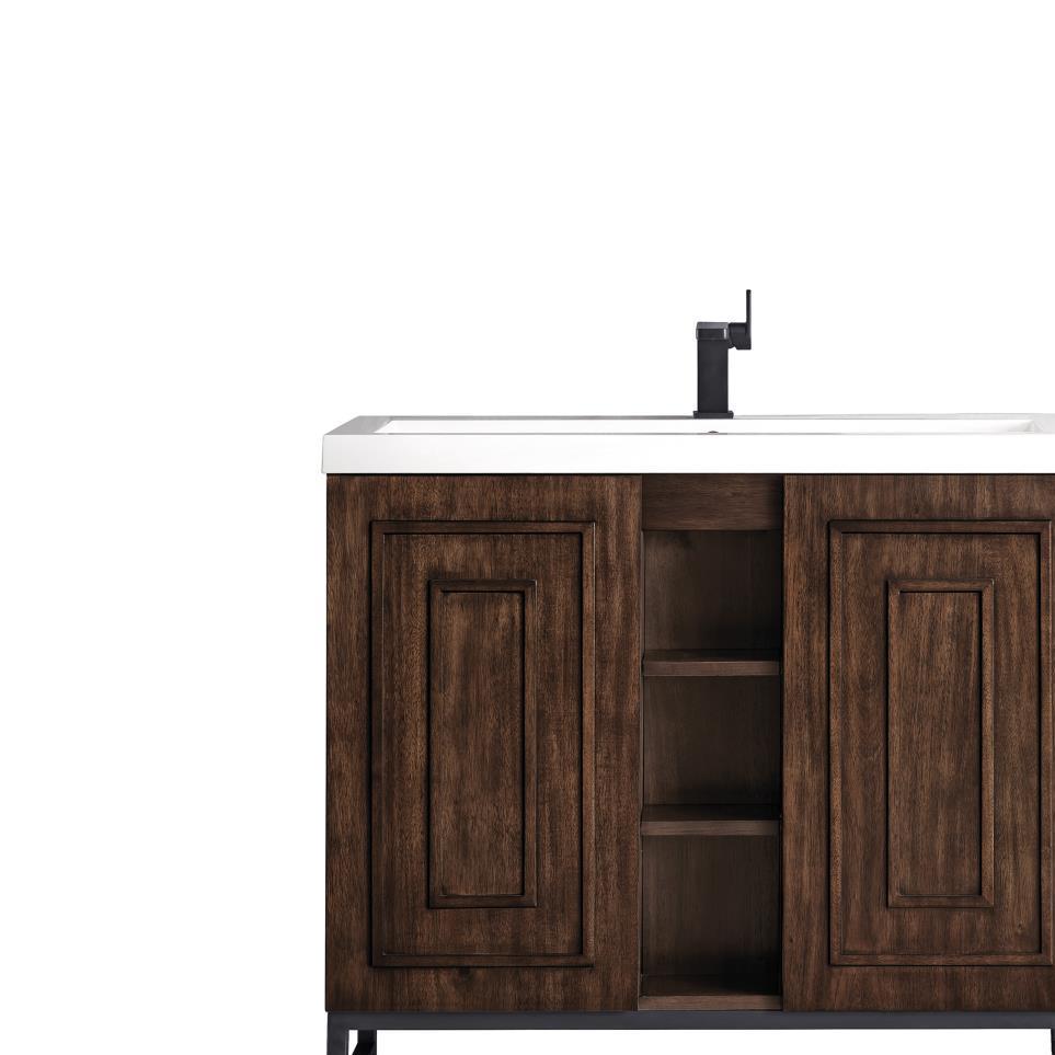 Base with Sink Top Mid Century Acacia Dark Finish Vanities