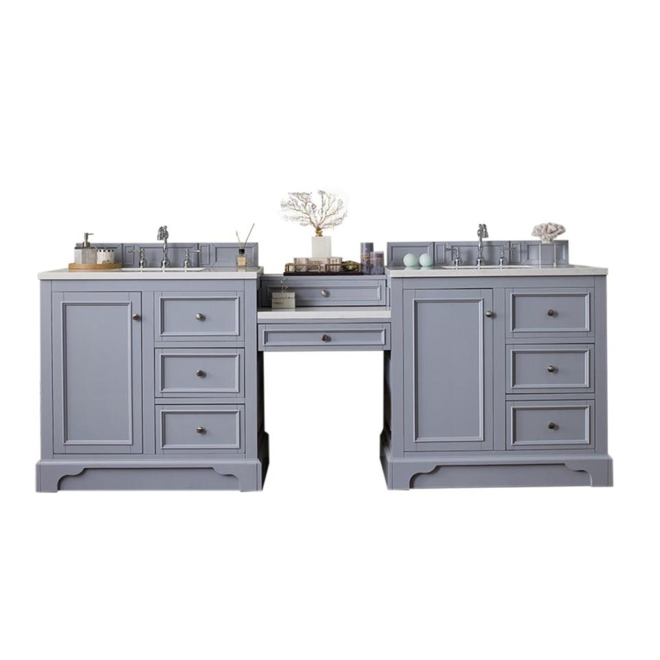 Base with Sink Top Silver Gray Grey / Black Vanities