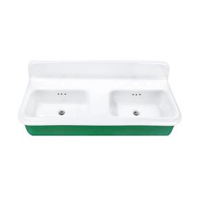 Bath Porcelain Enamel Glaze Green With White  Bathroom Sinks