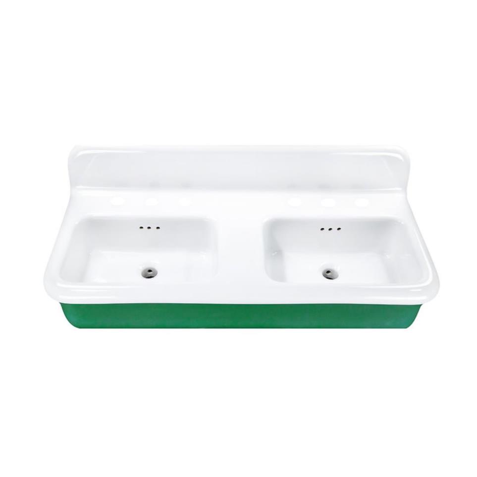 Bath Porcelain Enamel Glaze Green With White  Bathroom Sinks