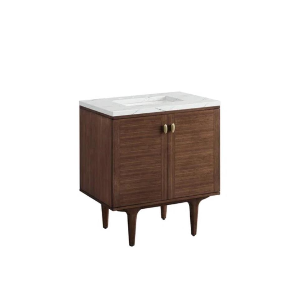 Base with Sink Top Mid-Century Walnut Dark Finish Vanities