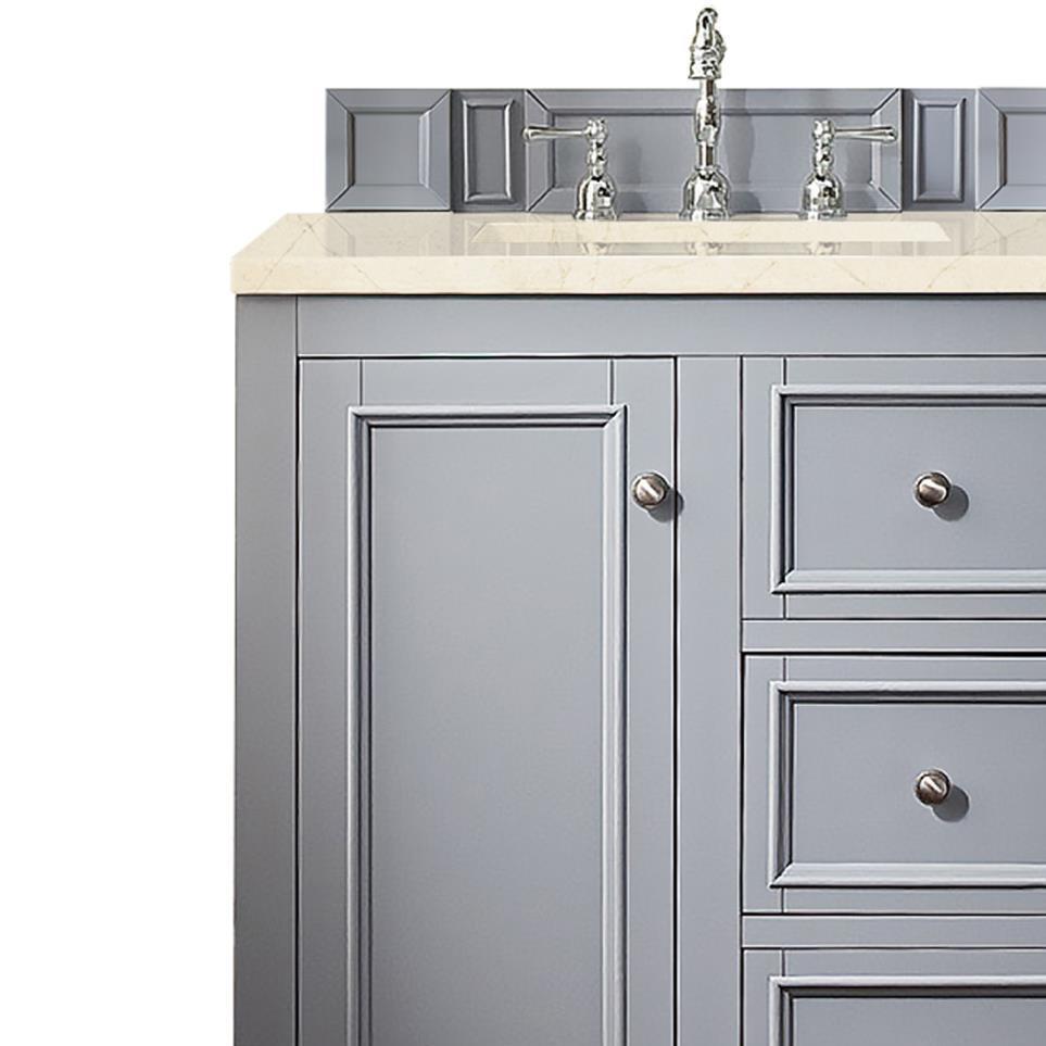 Base with Sink Top Silver Gray Grey / Black Vanities