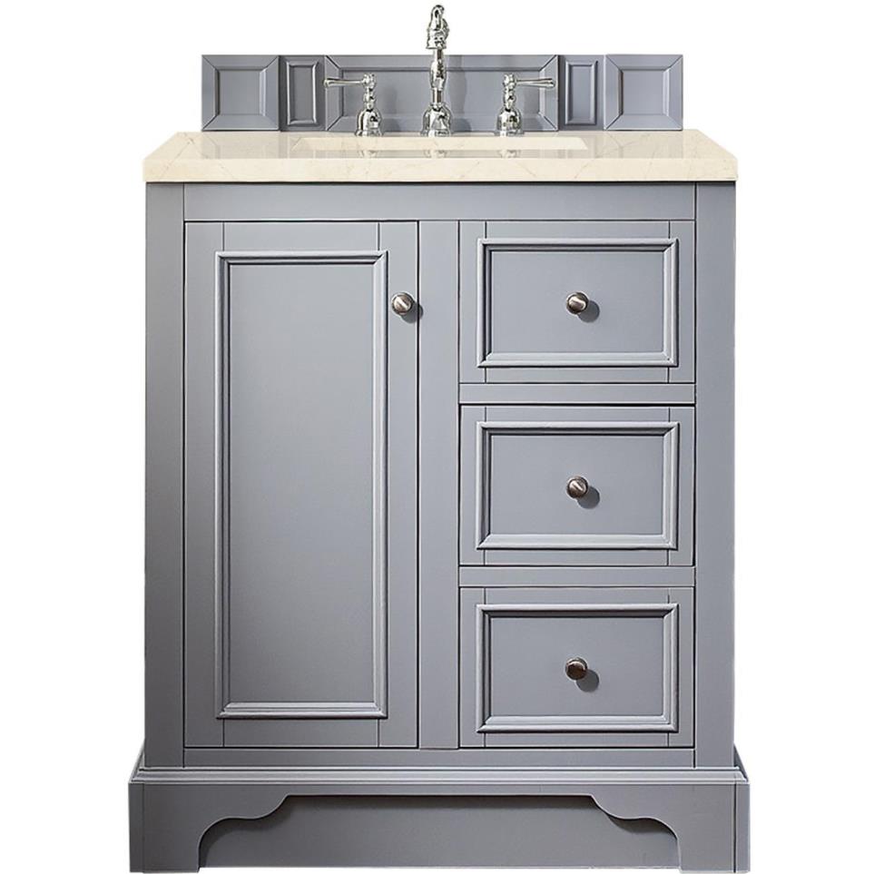 Base with Sink Top Silver Gray Grey / Black Vanities