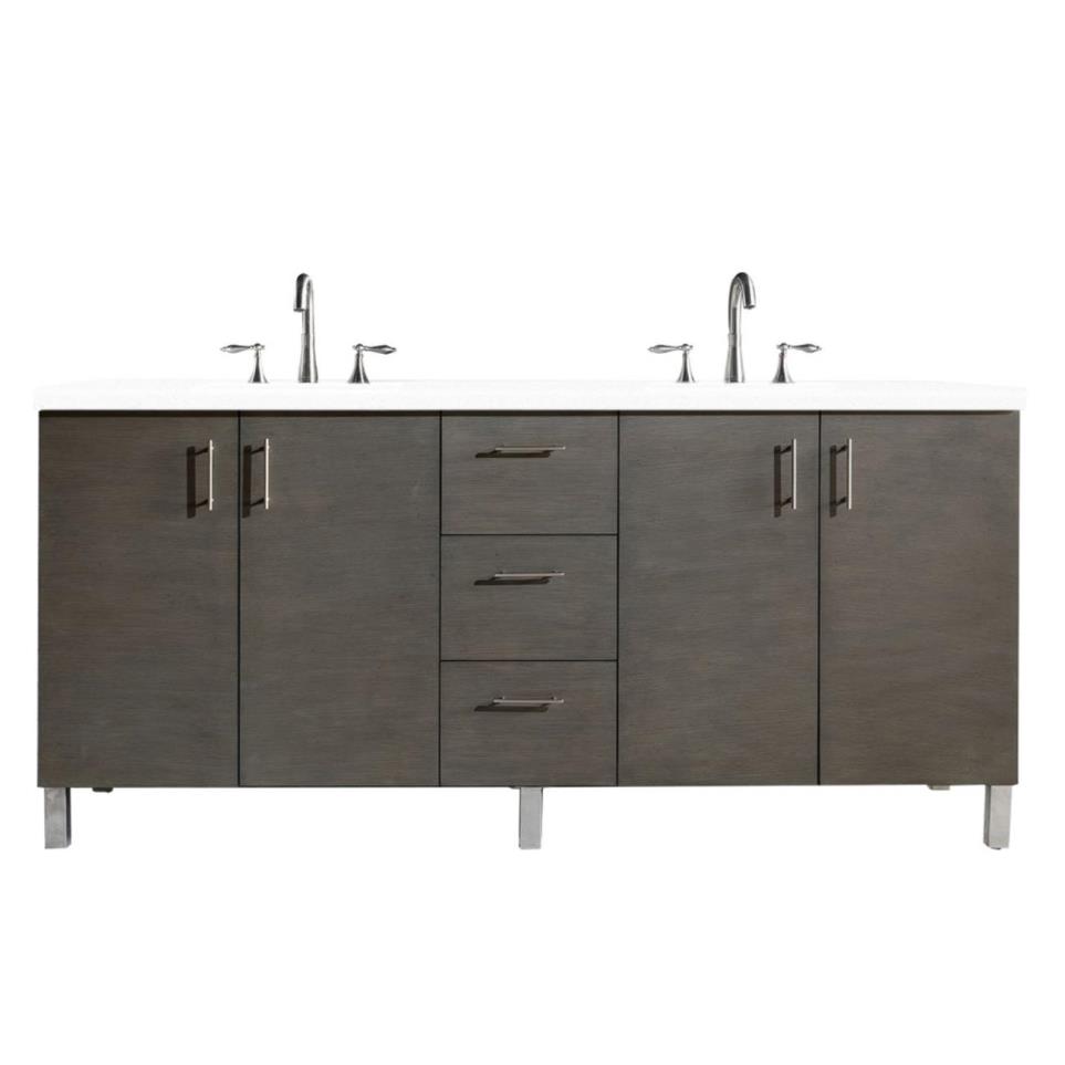 Base with Sink Top Silver Oak Dark Finish Vanities