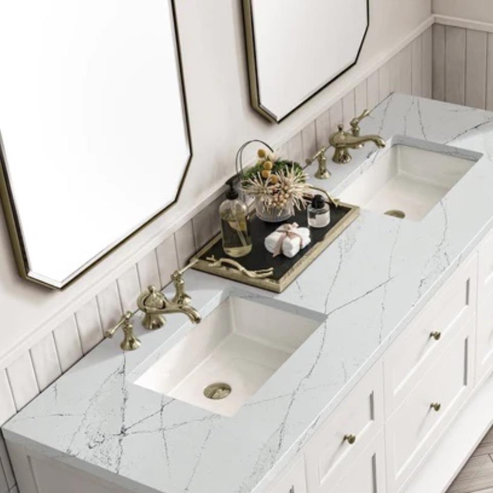 Base with Sink Top Bright White White Vanities