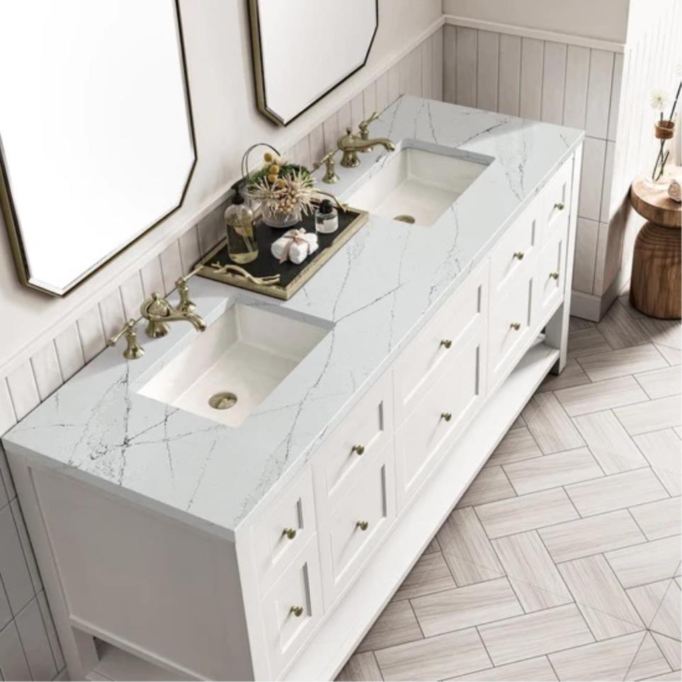 Base with Sink Top Bright White White Vanities