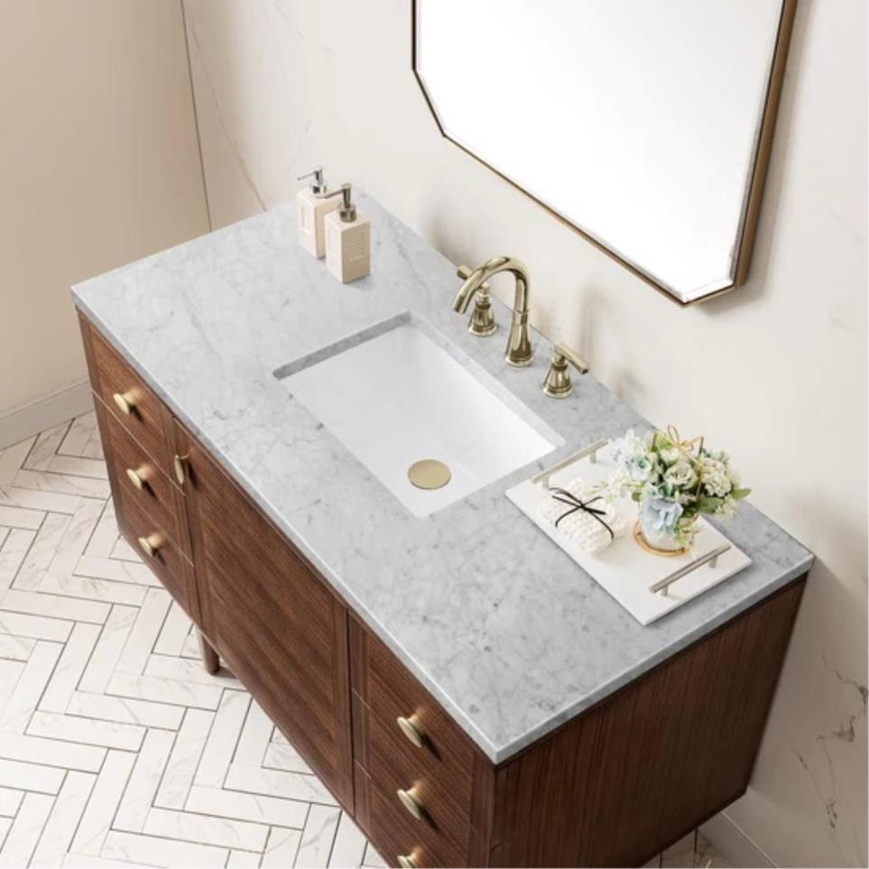 Base with Sink Top Mid-Century Walnut Dark Finish Vanities