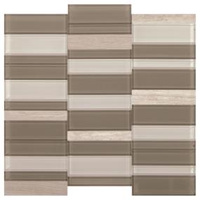 Mosaic Chenille White And Glass Blend Honed Beige/Tan Tile
