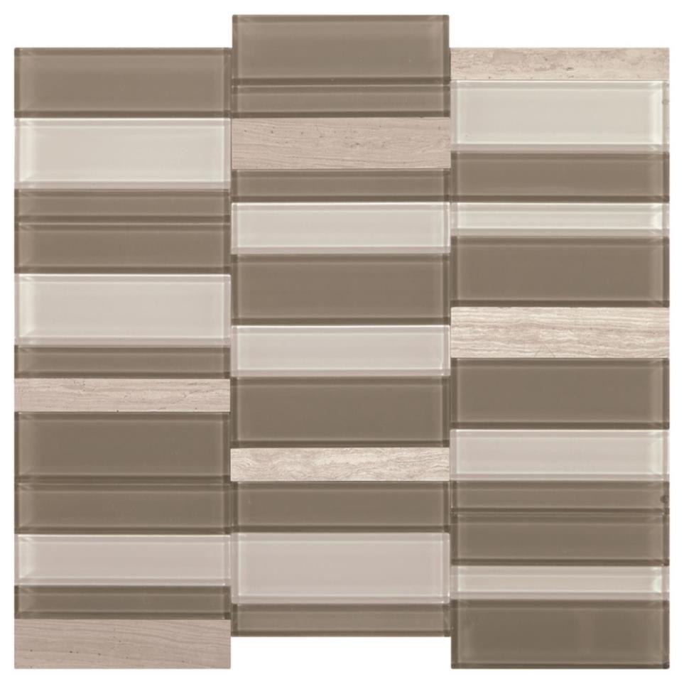 Mosaic Chenille White And Glass Blend Honed Beige/Tan Tile