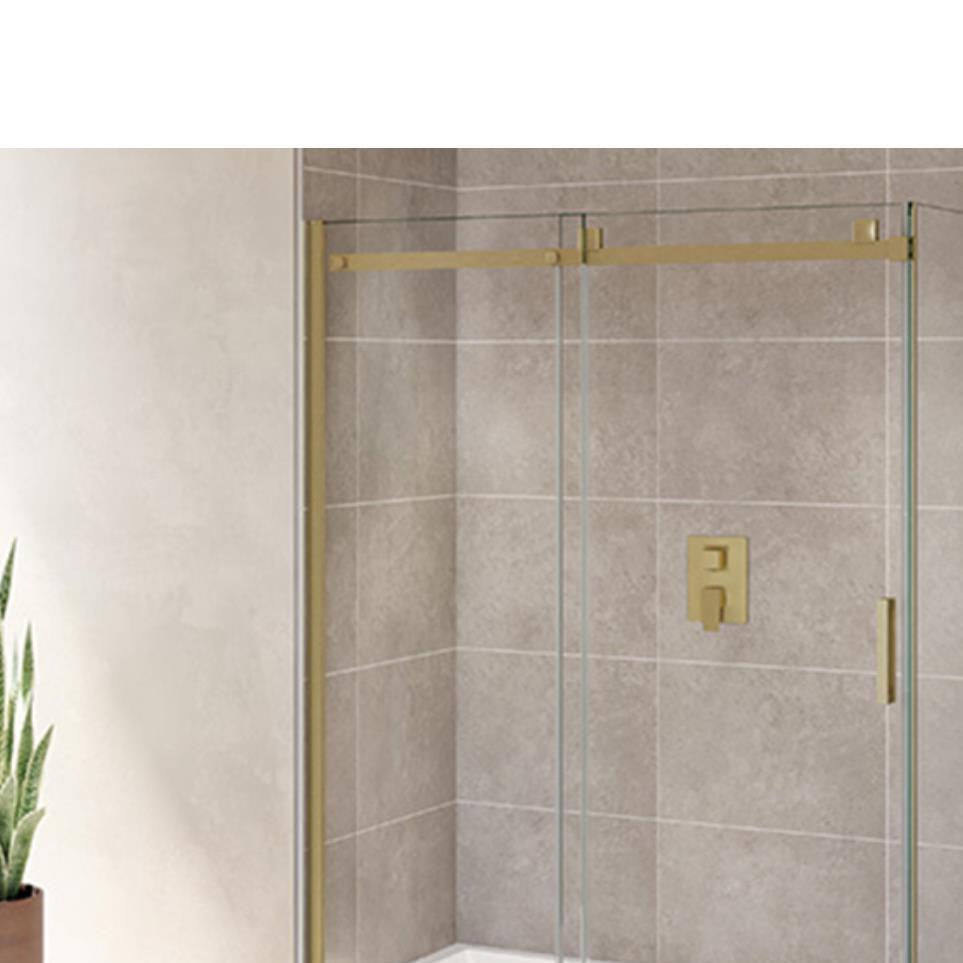 Door Brushed Gold Brass / Gold Showers