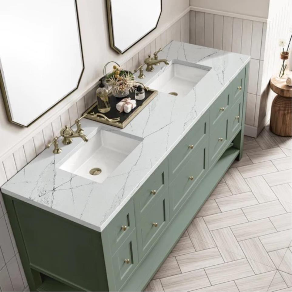 Base with Sink Top Smokey Celadon Green Vanities