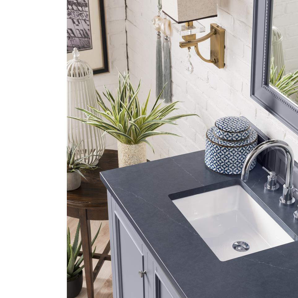 Base with Sink Top Silver Gray Grey / Black Vanities