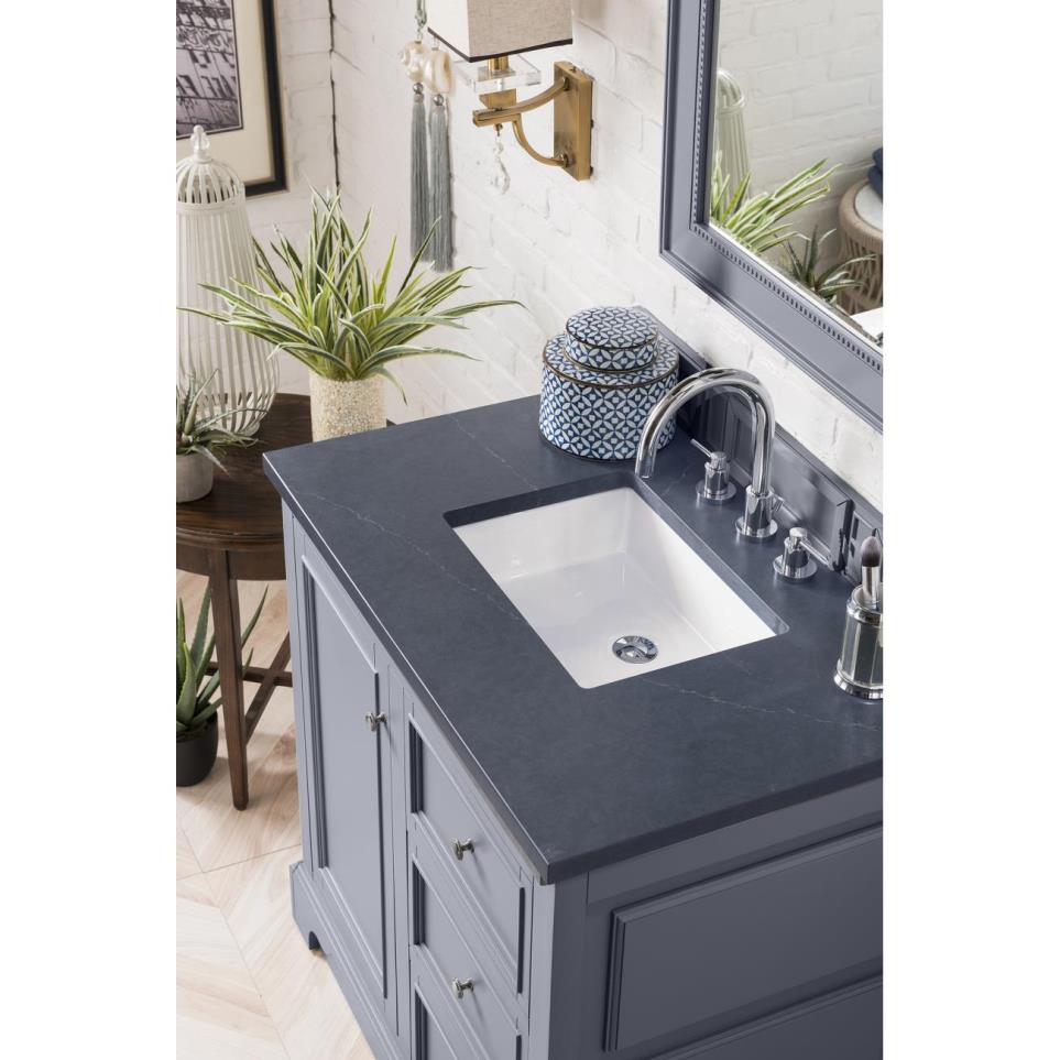 Base with Sink Top Silver Gray Grey / Black Vanities