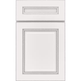 5 Piece White With Grey Stone Detail Glaze - Paint 5 Piece Cabinets