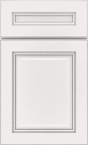 5 Piece White With Grey Stone Detail Glaze - Paint 5 Piece Cabinets