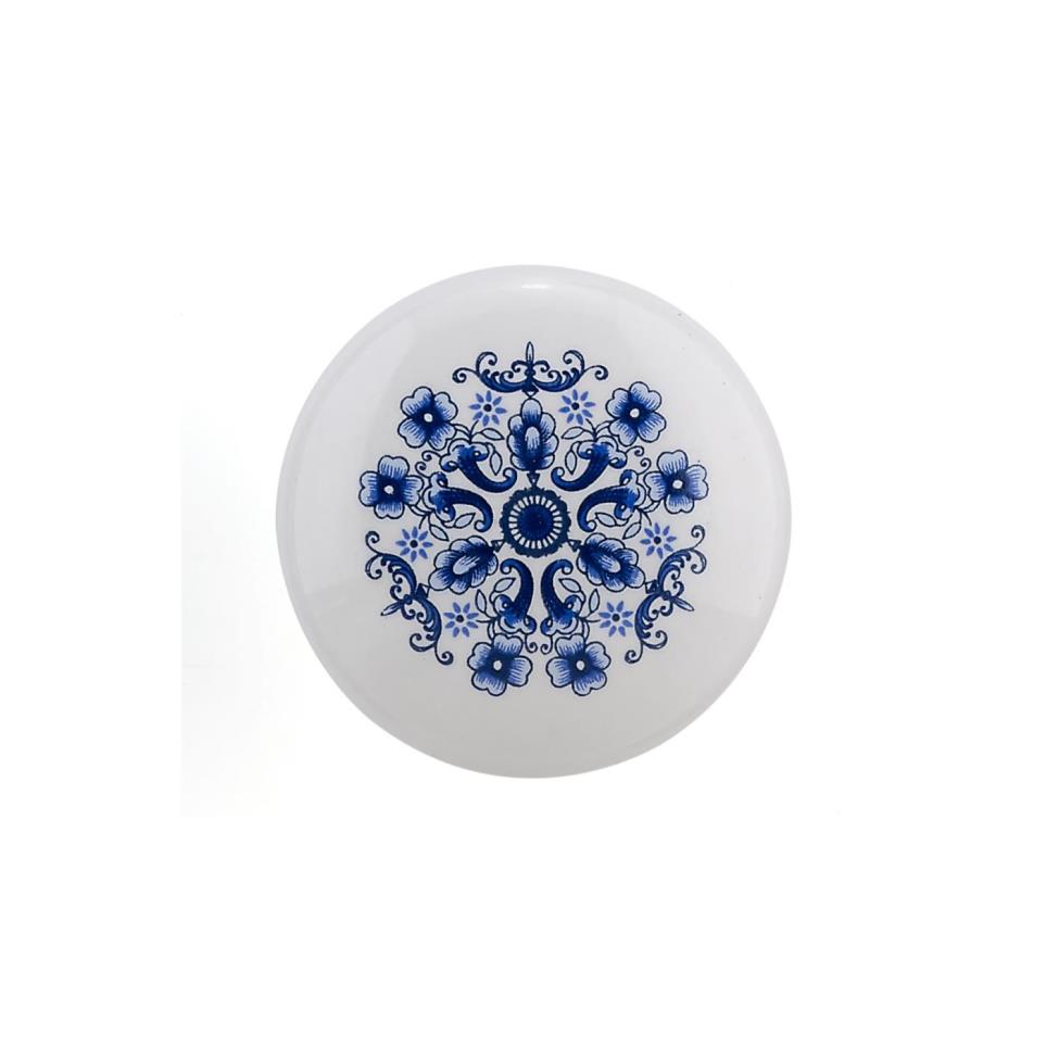 Knob Blue Mosaic White Knobs