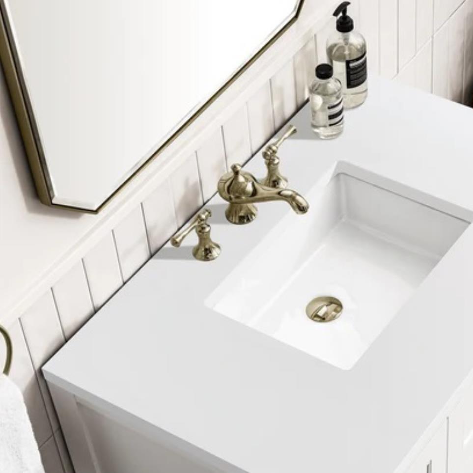 Base with Sink Top Bright White White Vanities