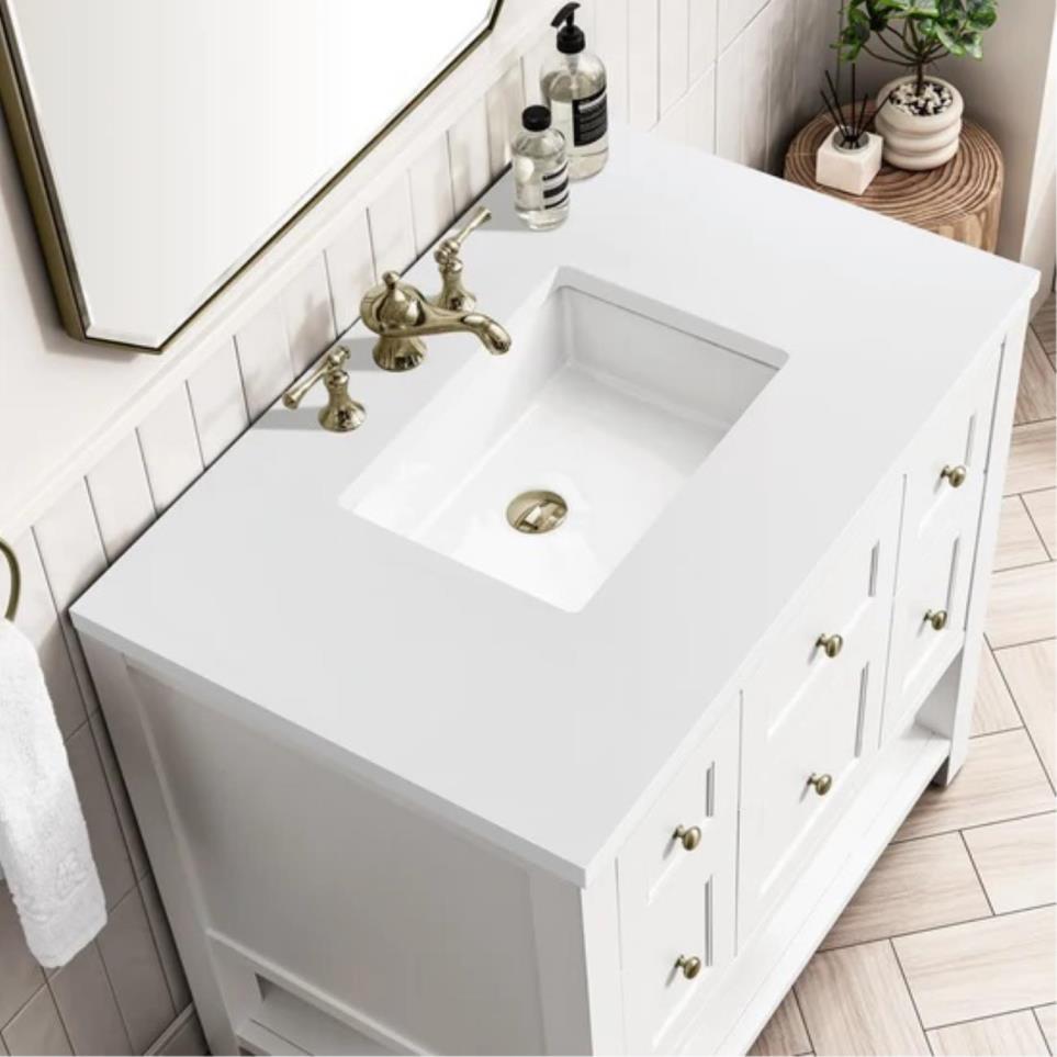 Base with Sink Top Bright White White Vanities