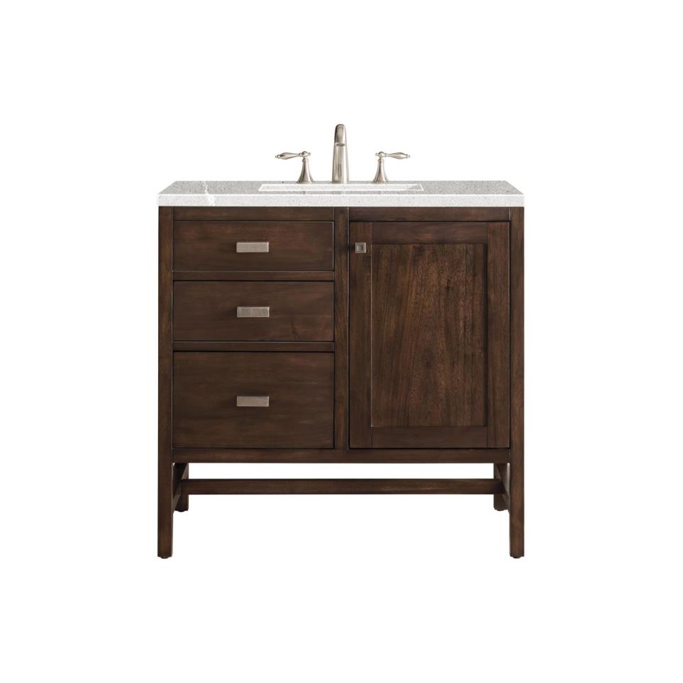 Base with Sink Top Mid Century Acacia Dark Finish Vanities