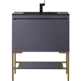 Base with Sink Top Modern Grey Glossy Grey / Black Vanities