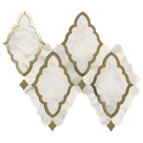 Mosaic White And Brass Polished Beige/Tan Tile