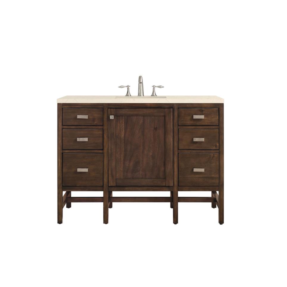 Base with Sink Top Mid Century Acacia Dark Finish Vanities