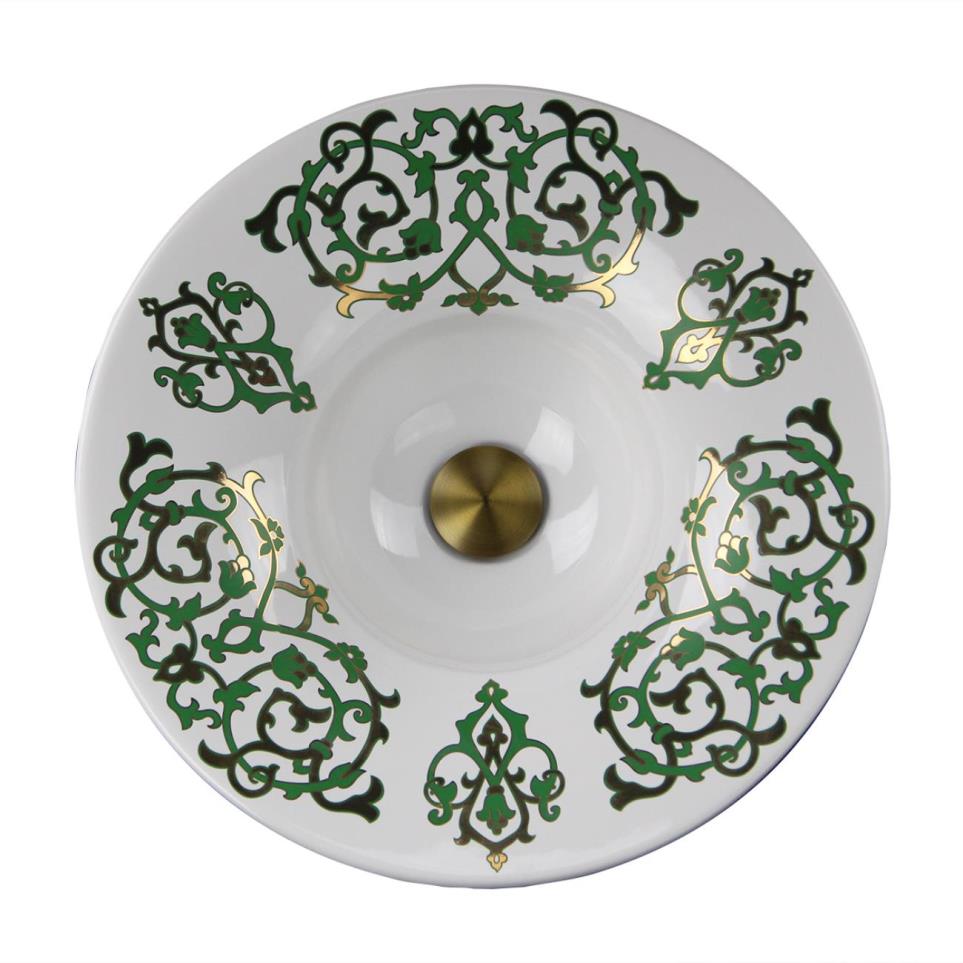 Bath White/Green/Gold  Bathroom Sinks