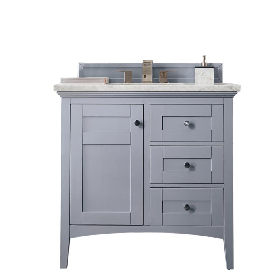 Base with Sink Top Silver Gray Grey / Black Vanities