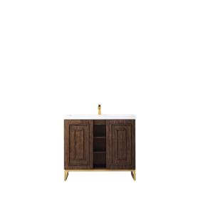 Base with Sink Top Mid Century Acacia Dark Finish Vanities