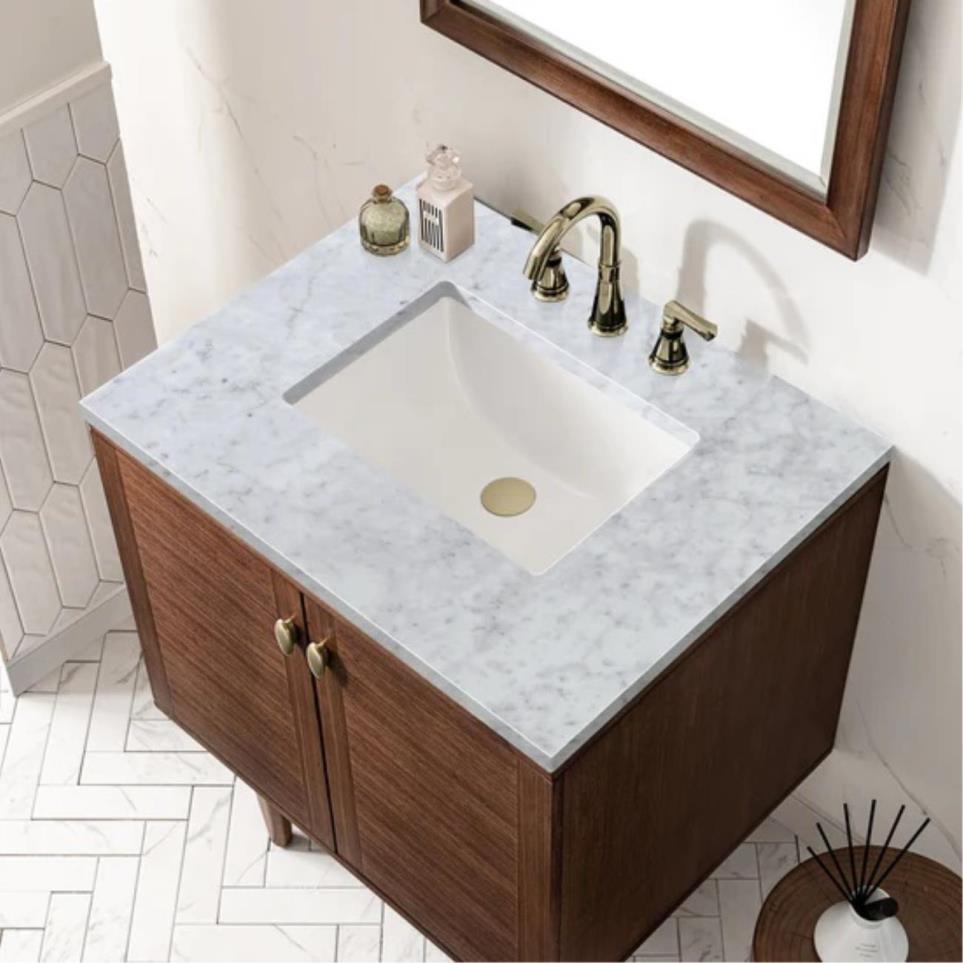 Base with Sink Top Mid-Century Walnut Dark Finish Vanities