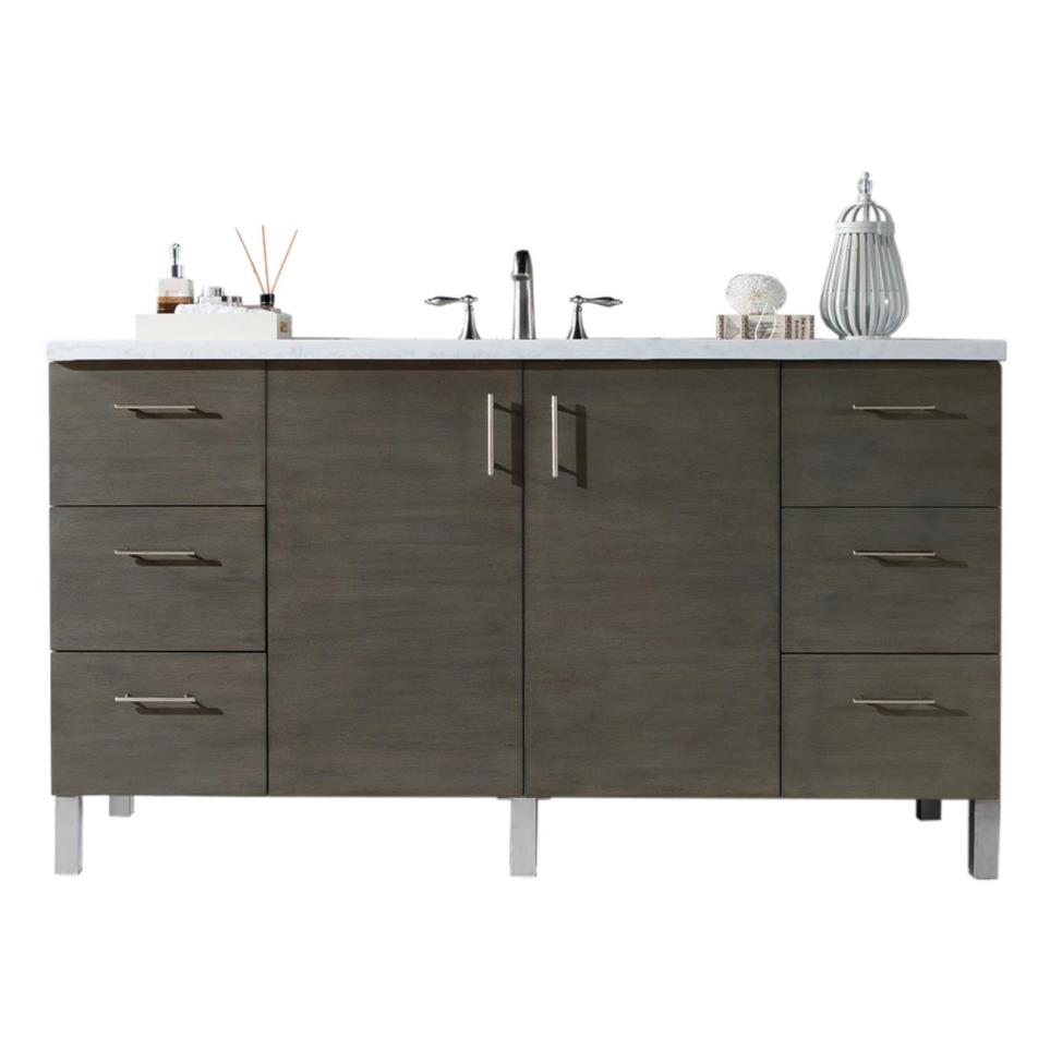 Base with Sink Top Silver Oak Medium Finish Vanities