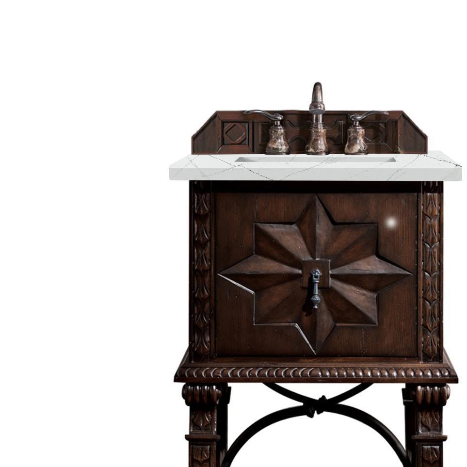 Base with Sink Top Antique Walnut Dark Finish Vanities