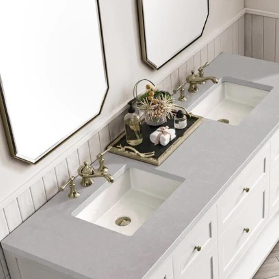 Base with Sink Top Bright White White Vanities