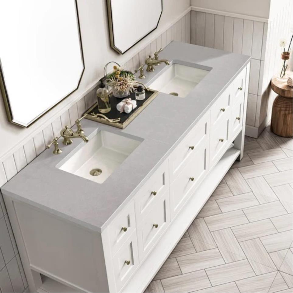 Base with Sink Top Bright White White Vanities