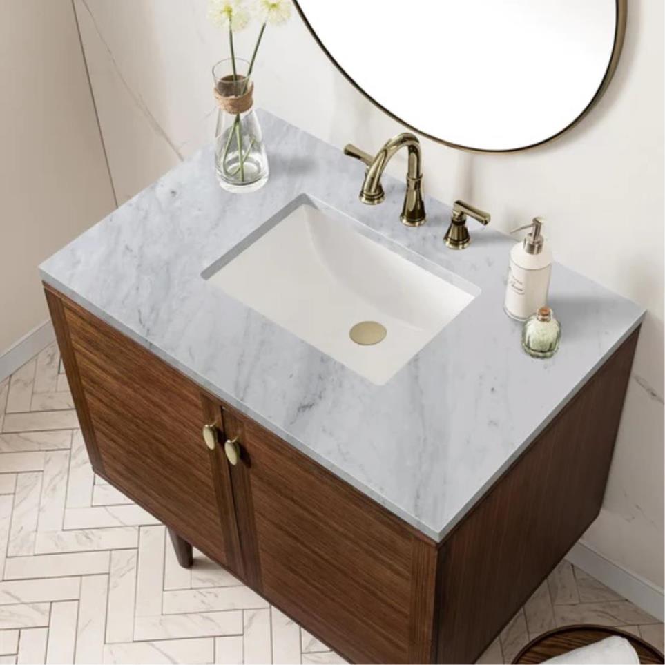 Base with Sink Top Mid-Century Walnut Dark Finish Vanities