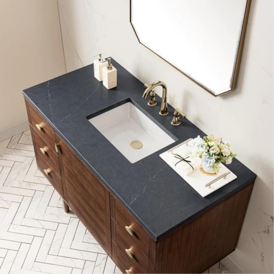 Base with Sink Top Mid-Century Walnut Dark Finish Vanities