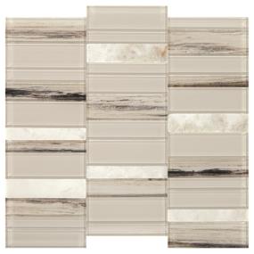 Mosaic Daphne White And Glass Blend Polished Beige/Tan Tile