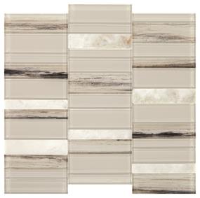 Mosaic Daphne White And Glass Blend Polished Beige/Tan Tile