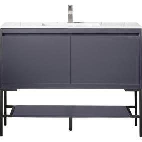 Base with Sink Top Modern Grey Glossy Grey / Black Vanities