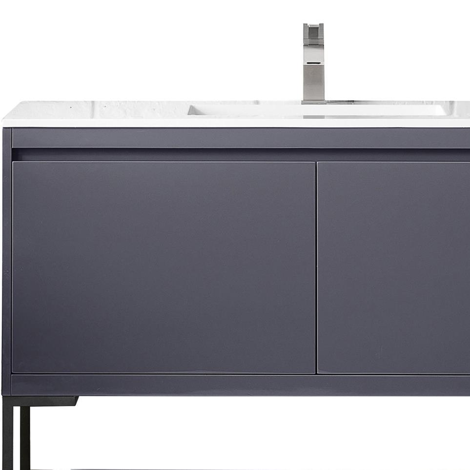 Base with Sink Top Modern Grey Glossy Grey / Black Vanities