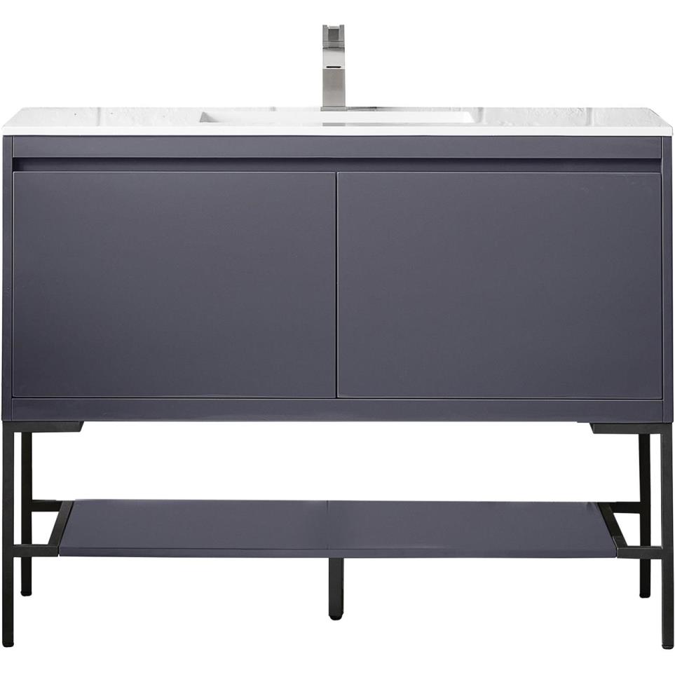 Base with Sink Top Modern Grey Glossy Grey / Black Vanities