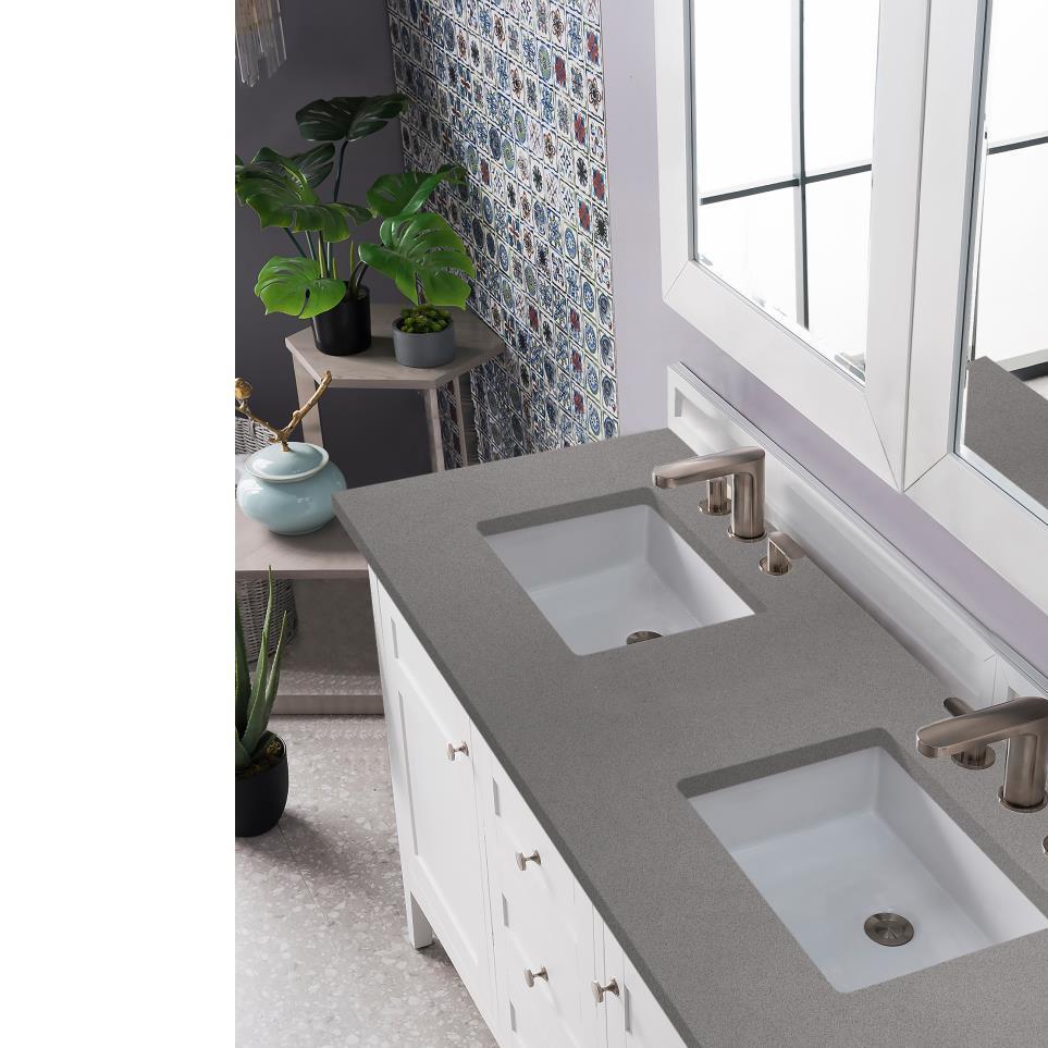 Base with Sink Top Bright  White White Vanities