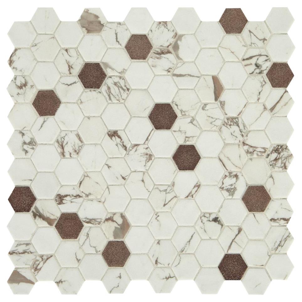Mosaic Posh Bronze Mixed White Tile