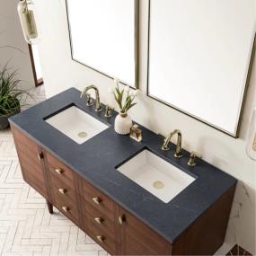 Base with Sink Top Mid-Century Walnut Dark Finish Vanities